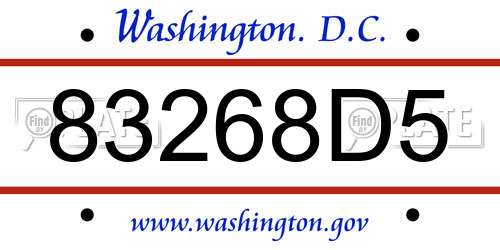 83268D5 District Of Columbia License Plate