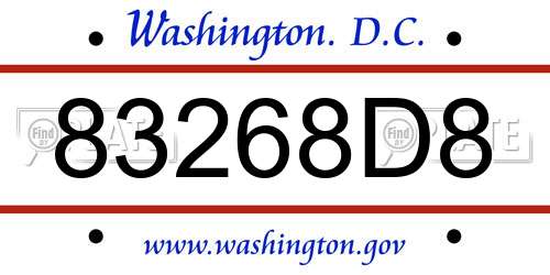 83268D8 District Of Columbia License Plate