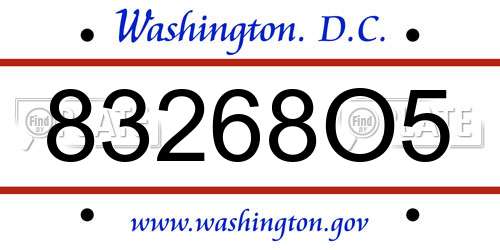 83268O5 District Of Columbia License Plate