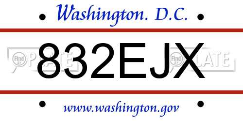 832EJX District Of Columbia License Plate