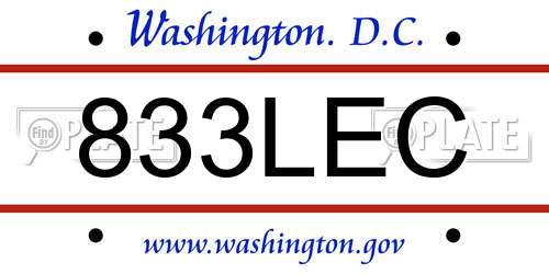 833LEC District Of Columbia License Plate