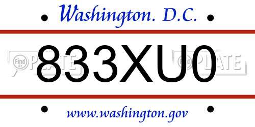 833XU0 District Of Columbia License Plate