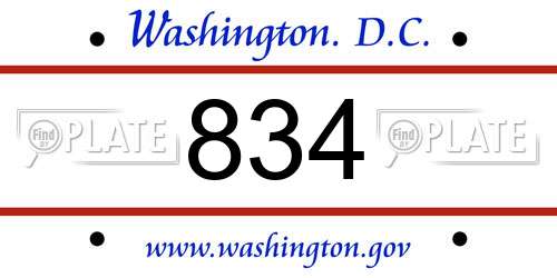 834 District Of Columbia License Plate
