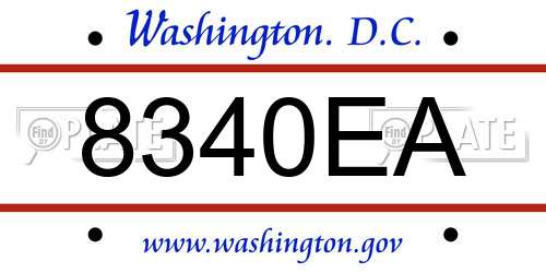 8340EA District Of Columbia License Plate