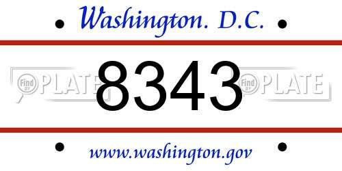 8343 District Of Columbia License Plate