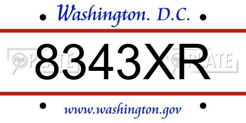 8343XR District Of Columbia License Plate
