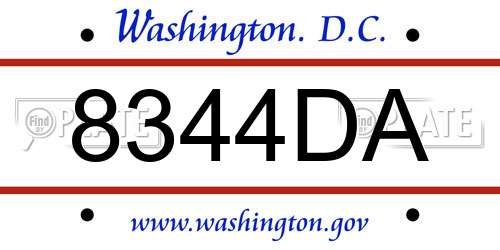 8344DA District Of Columbia License Plate