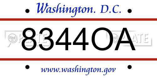 8344OA District Of Columbia License Plate