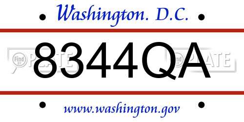 8344QA District Of Columbia License Plate