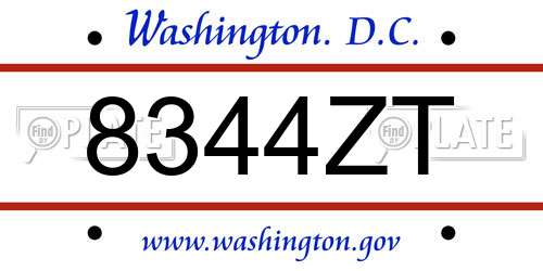 8344ZT District Of Columbia License Plate