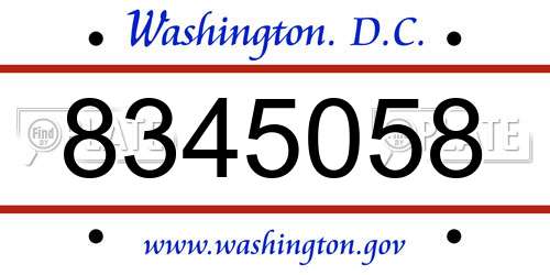 8345058 District Of Columbia License Plate