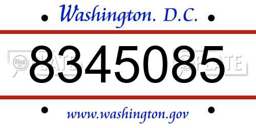 8345085 District Of Columbia License Plate