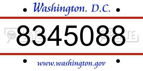 8345088 District Of Columbia License Plate