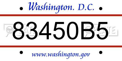 83450B5 District Of Columbia License Plate