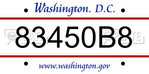 83450B8 District Of Columbia License Plate