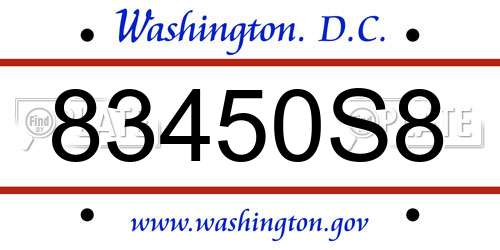 83450S8 District Of Columbia License Plate