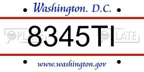 8345TI District Of Columbia License Plate