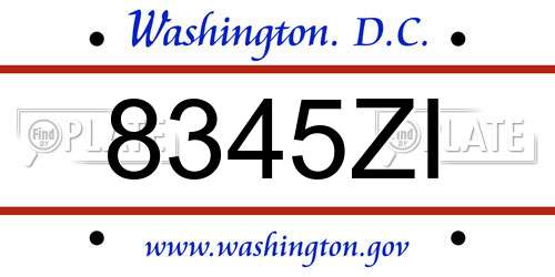 8345ZI District Of Columbia License Plate
