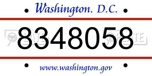 8348058 District Of Columbia License Plate