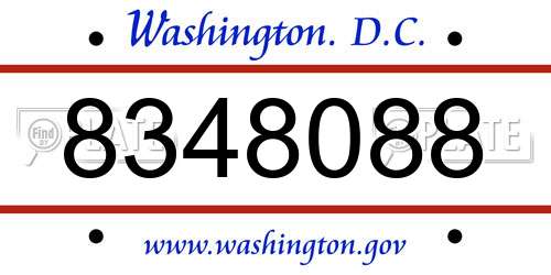 8348088 District Of Columbia License Plate