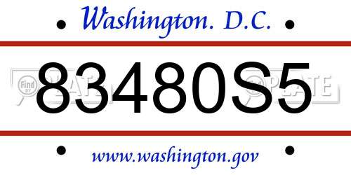 83480S5 District Of Columbia License Plate
