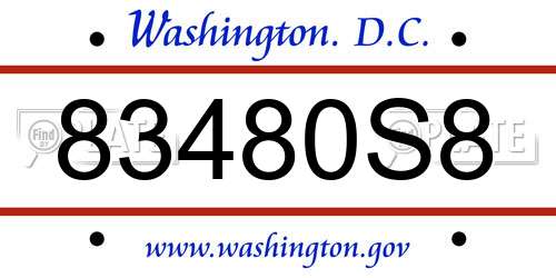 83480S8 District Of Columbia License Plate