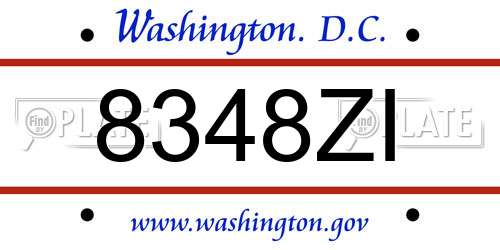8348ZI District Of Columbia License Plate