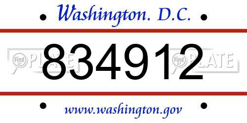 834912 District Of Columbia License Plate