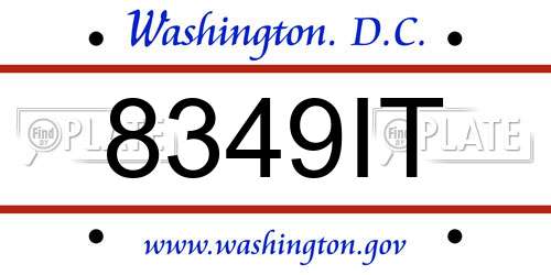 8349IT District Of Columbia License Plate