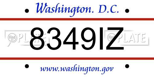 8349IZ District Of Columbia License Plate