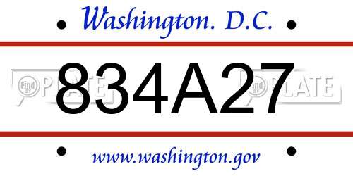 834A27 District Of Columbia License Plate