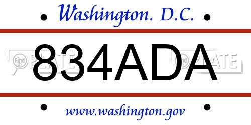 834ADA District Of Columbia License Plate