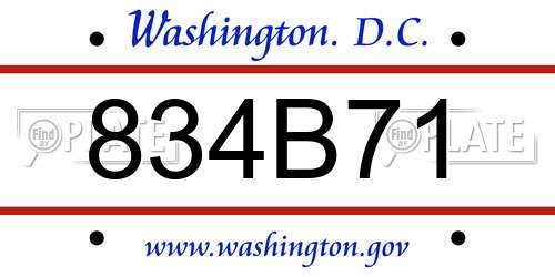 834B71 District Of Columbia License Plate