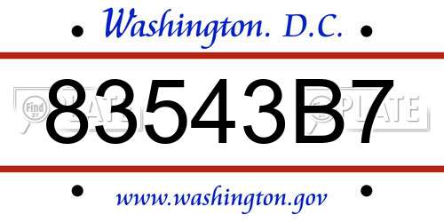 83543B7 District Of Columbia License Plate
