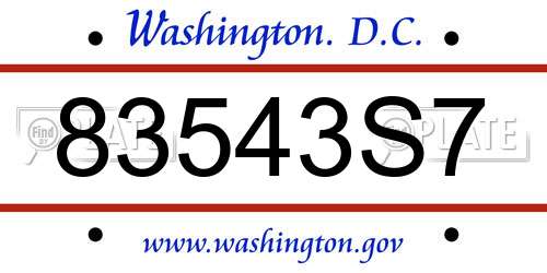 83543S7 District Of Columbia License Plate