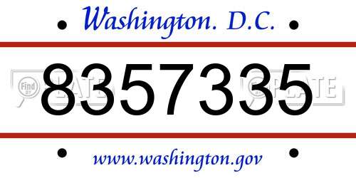 8357335 District Of Columbia License Plate