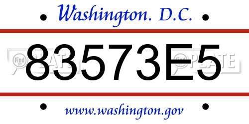 83573E5 District Of Columbia License Plate