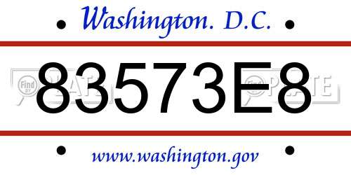 83573E8 District Of Columbia License Plate