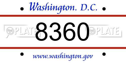 8360 District Of Columbia License Plate