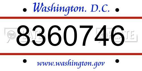 8360746 District Of Columbia License Plate