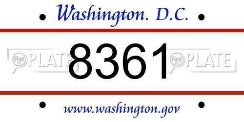 8361 District Of Columbia License Plate