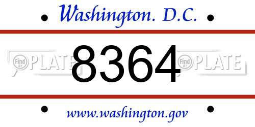 8364 District Of Columbia License Plate
