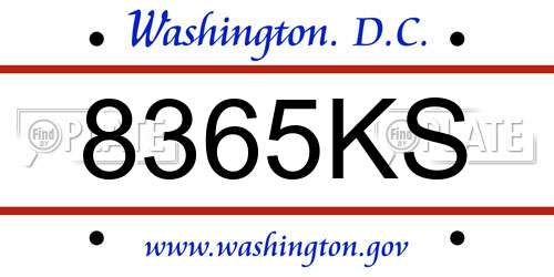 8365KS District Of Columbia License Plate