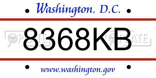 8368KB District Of Columbia License Plate