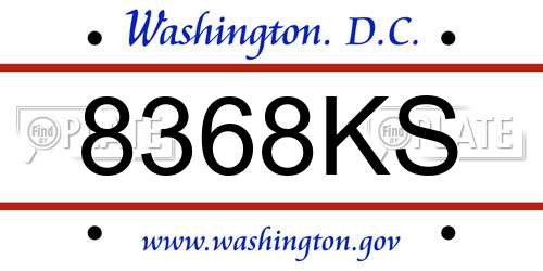 8368KS District Of Columbia License Plate