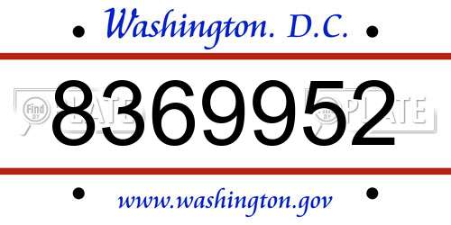 8369952 District Of Columbia License Plate