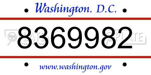 8369982 District Of Columbia License Plate