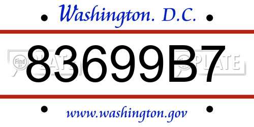 83699B7 District Of Columbia License Plate