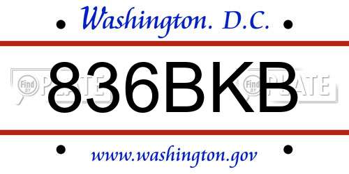 836BKB District Of Columbia License Plate