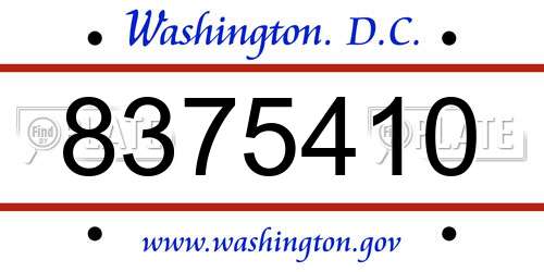 8375410 District Of Columbia License Plate